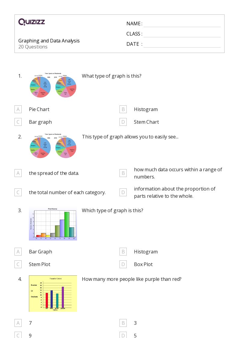 Graphing and Data Analysis - Printable Data-and-graphing Worksheets Grade 8 - Quizizz