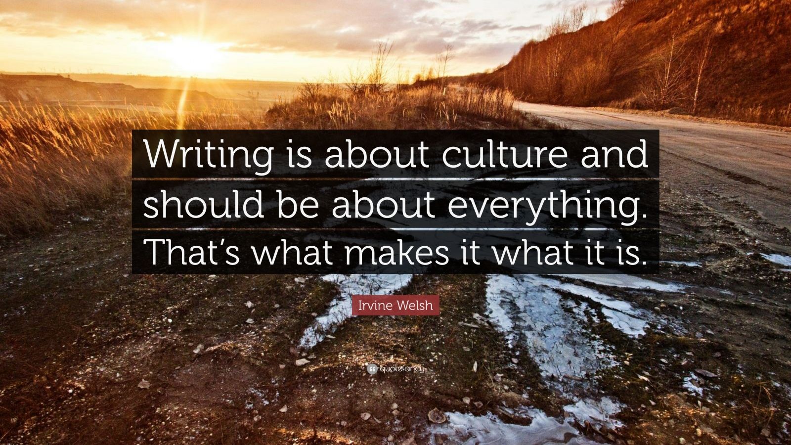 Irvine Welsh Quote: “Writing is about culture and should be about ...