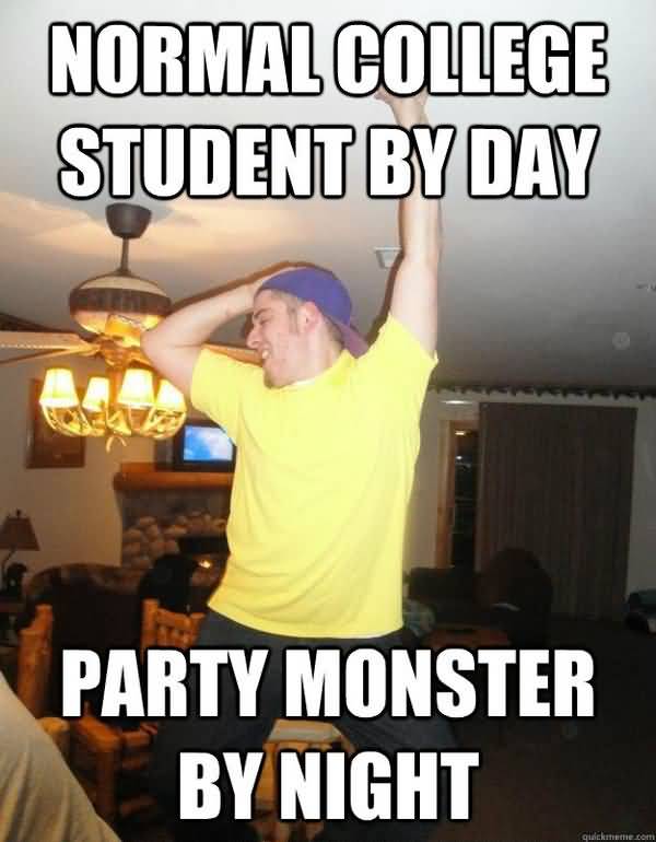 Funny drunk college student meme photo