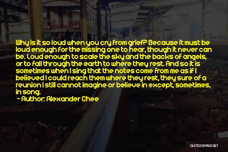 Alexander Chee Quotes: Why Is It So Loud When You Cry From Grief? Because It Must Be Loud Enough For The Missing One