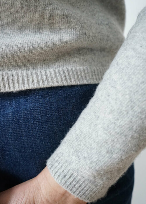 »Judd« Light Grey Polo-Neck Sweater Felted Cashmere Merino