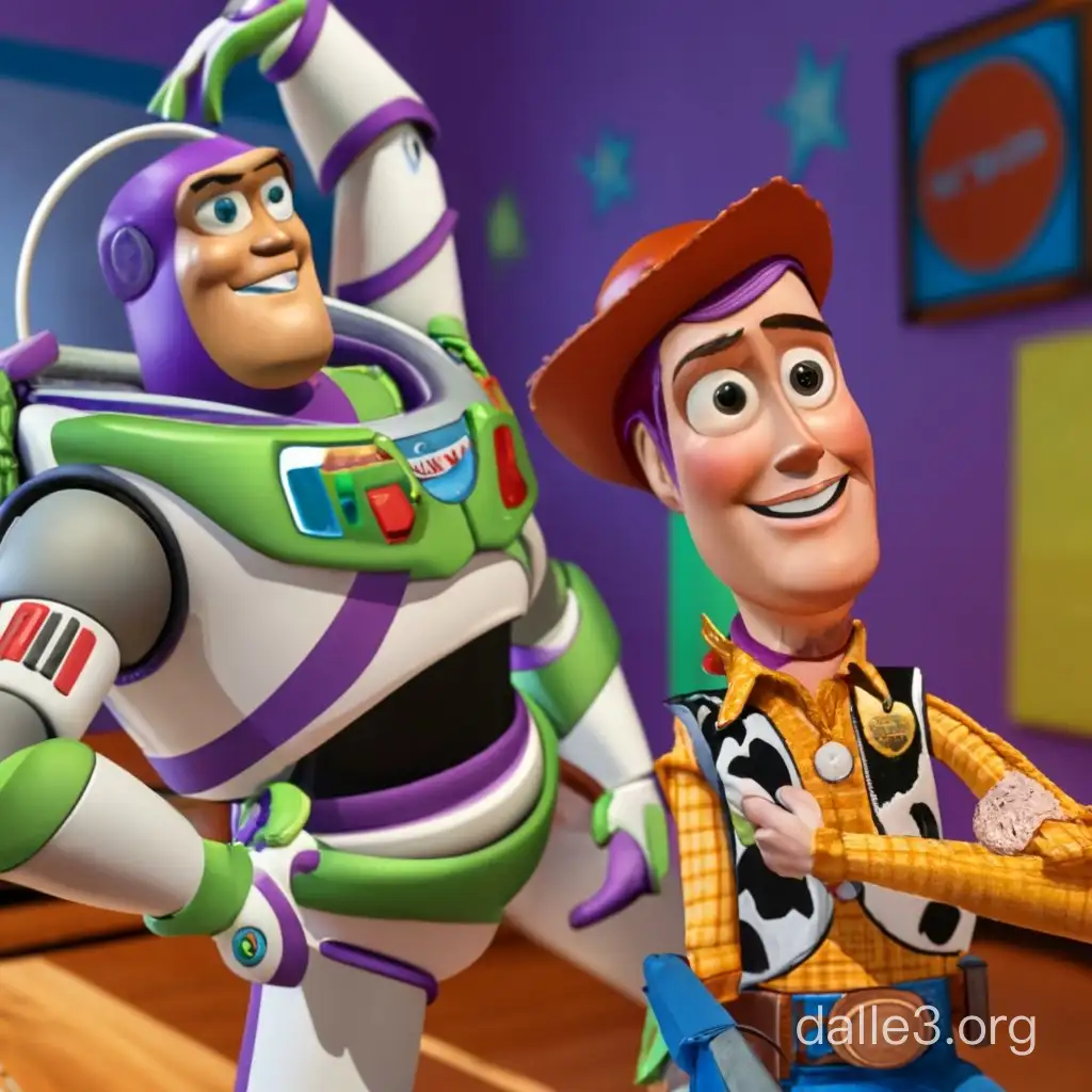 Buzz Lightyear and Woody Explore Wendys Room | Dalle3 AI