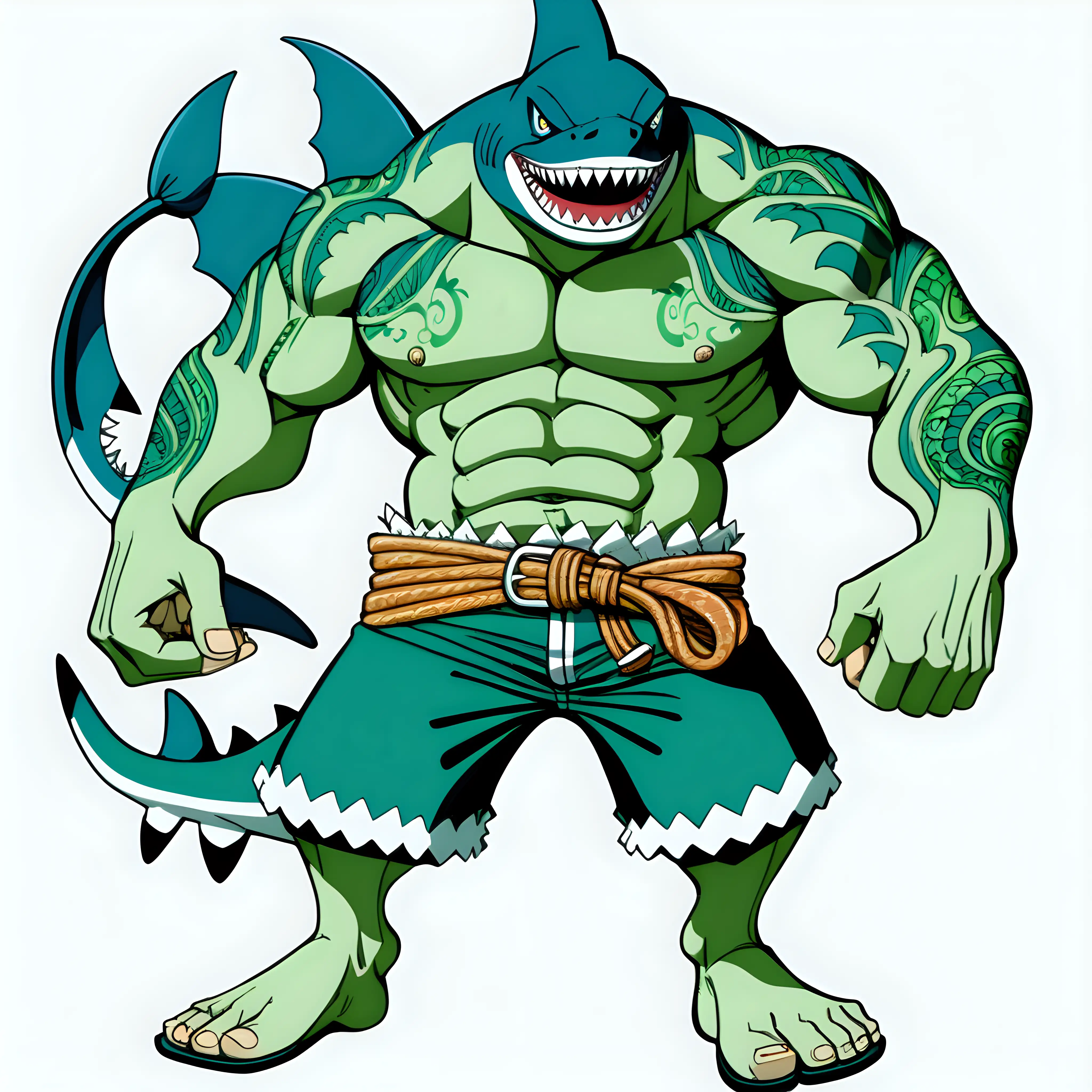 Muscular Shark Fishman in One Piece Drawing Style | MUSE AI