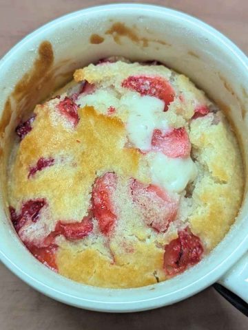 Delicious strawberry mug cake