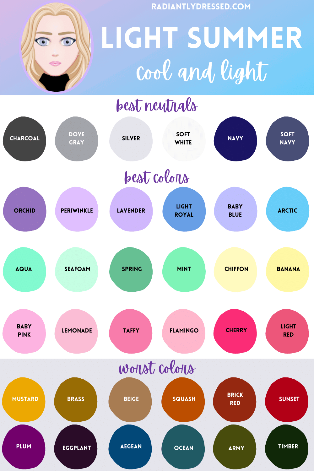 best and worst colors for light summer