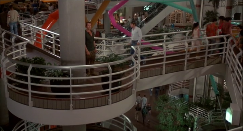 Arnold at Sherman Oaks Galleria in the movie Commando