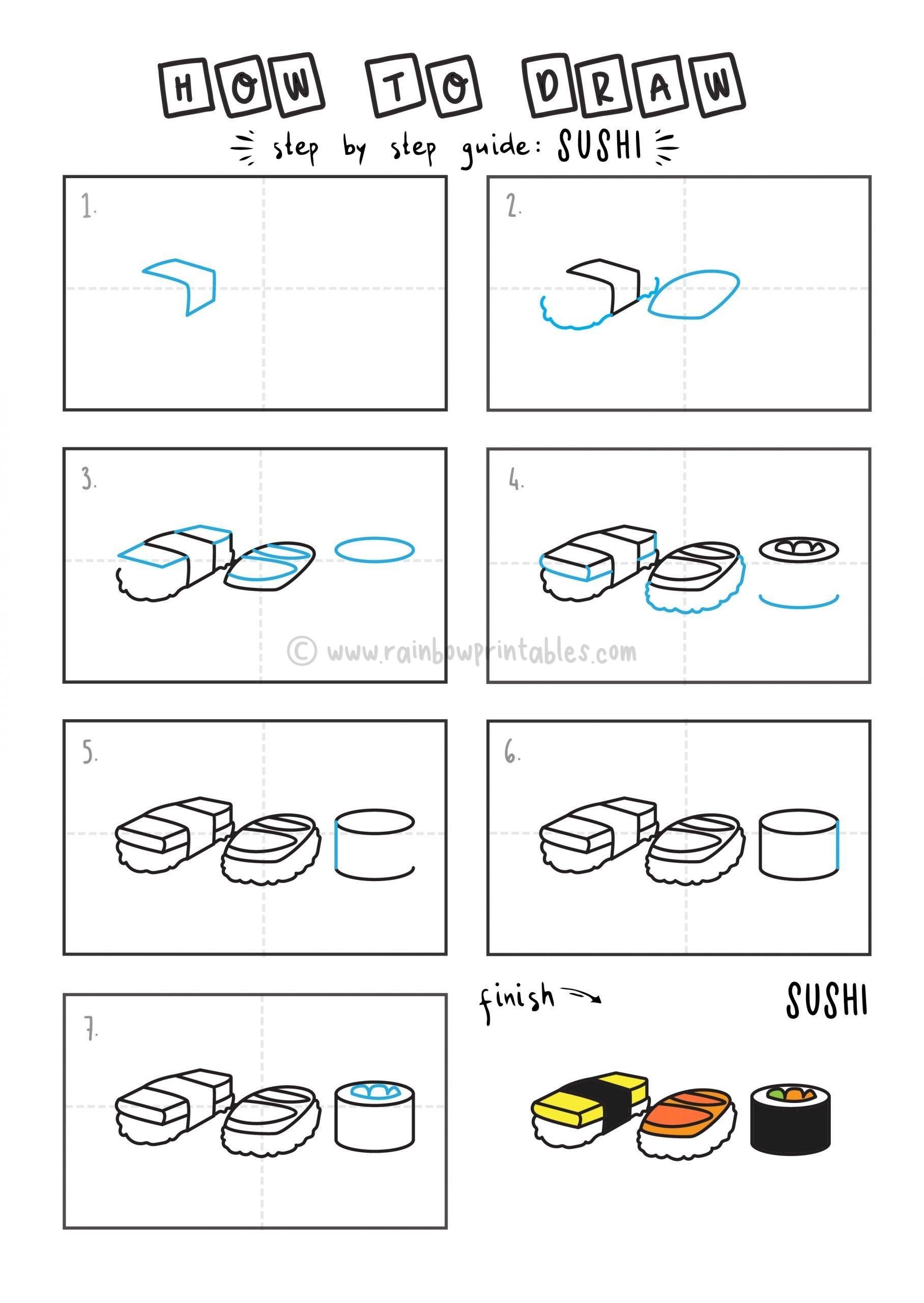 Learning To Draw...Sushi & Nigiri! Easy Step By Step Tutorial Guide ...