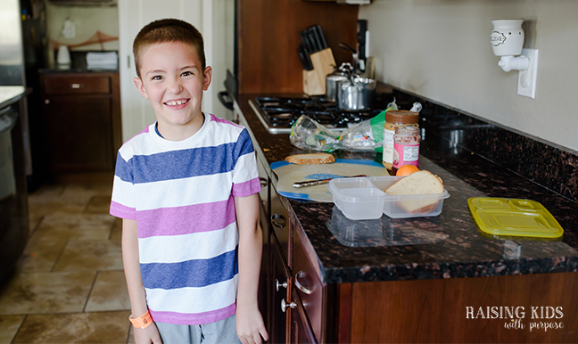 boy packing lunch