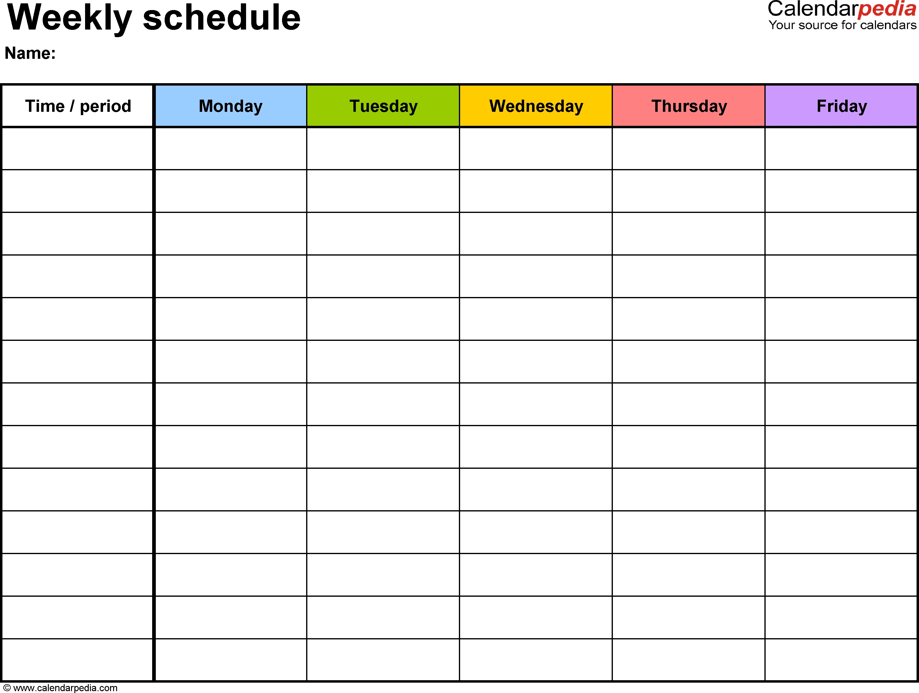 Free Weekly Schedule Templates For Word - 18 Templates  Printable Weekly Schedule Monday Through Friday