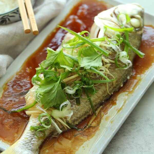 Steamed fish.