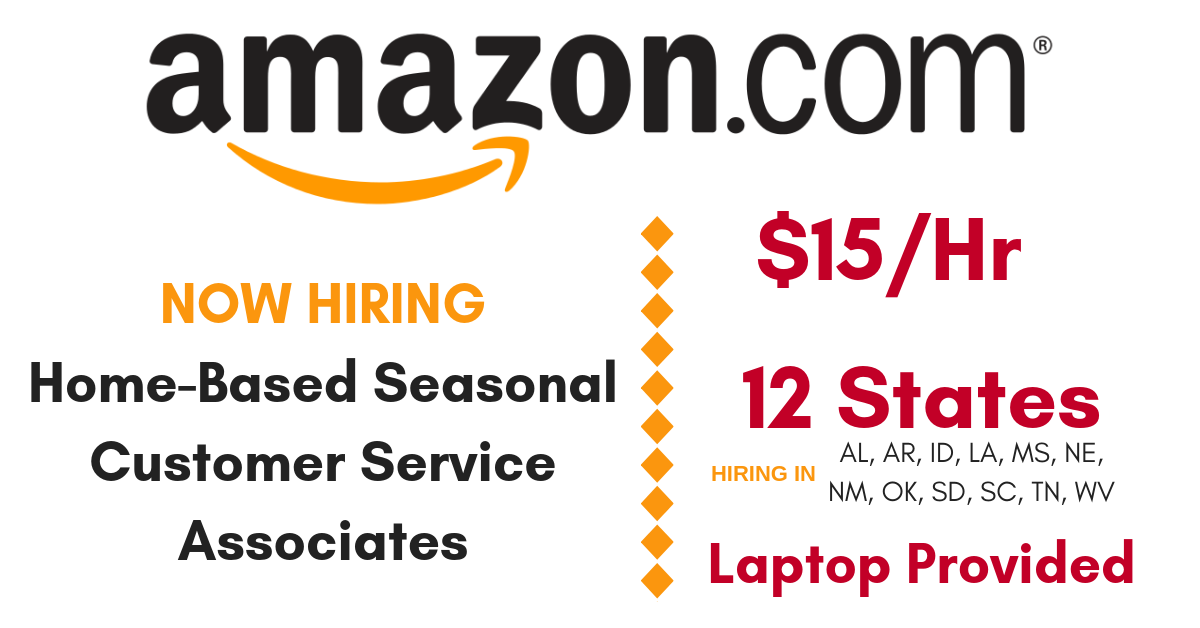 15 Hr As A W H Seasonal Customer Service Associate With Amazon 12 States Laptop Provided Work From Home Jobs By Rat Race Rebellion