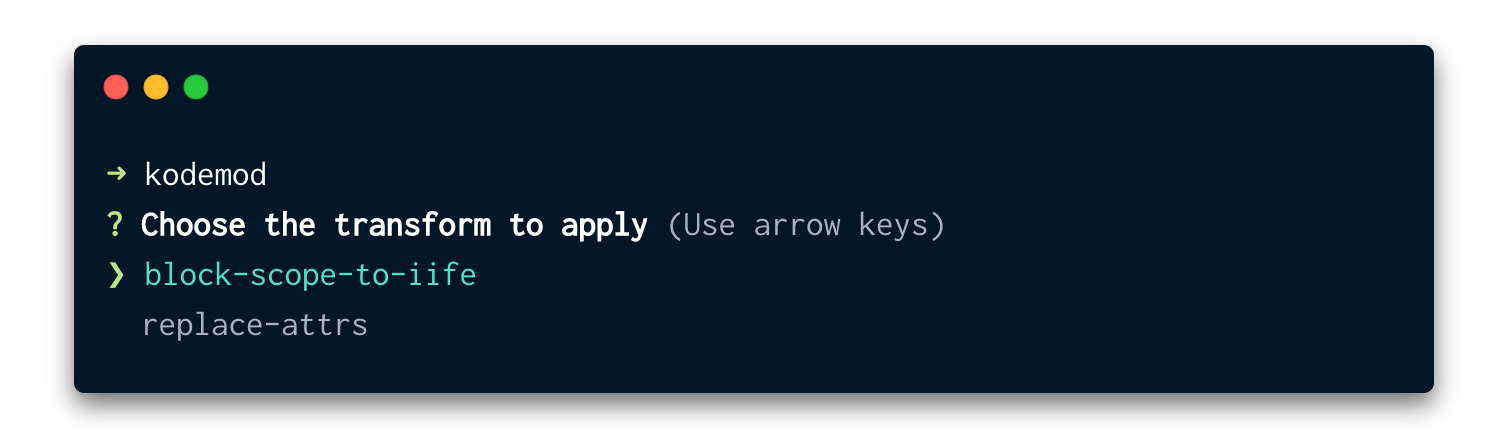 kodemod CLI screenshot