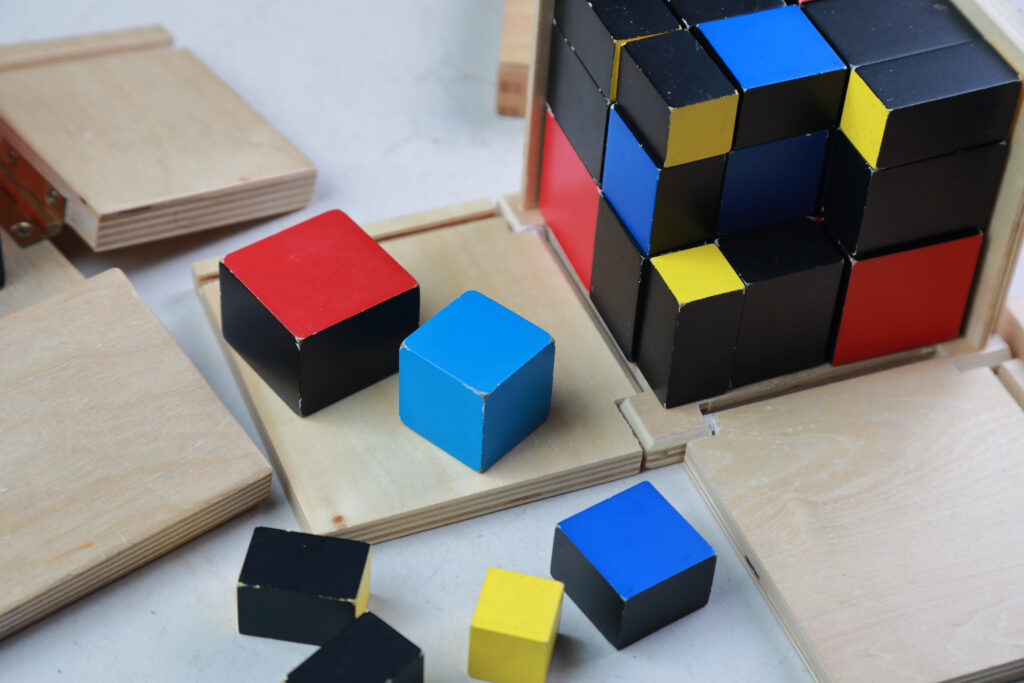 image of the Montessori trinomial cube.