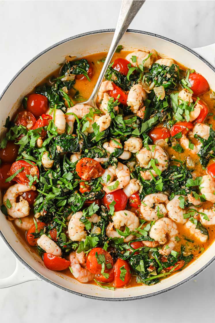 Keto Tuscan Garlic Shrimp & Spinach Recipe (One-Pan!)