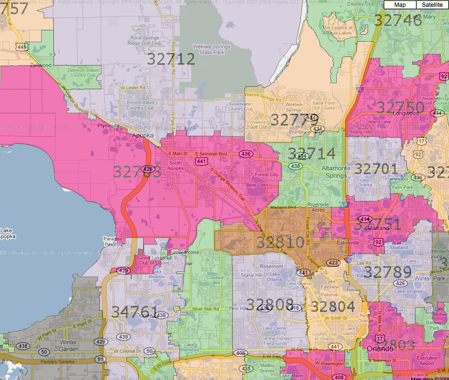 Central Florida Zip Code Map - Map