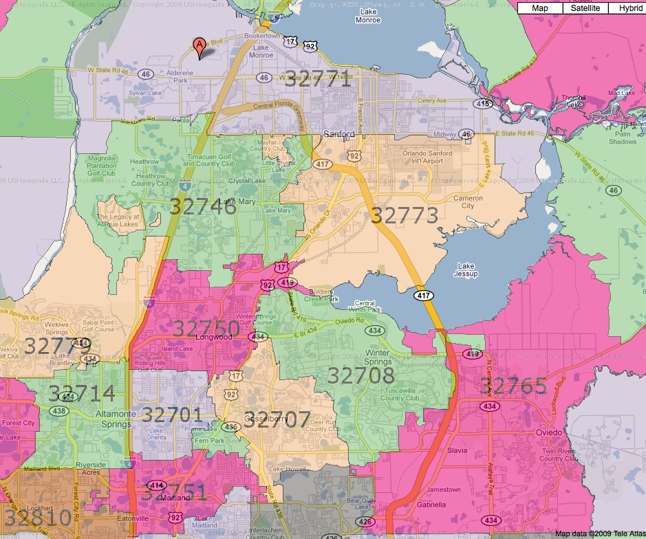 32827 Zip Code Map