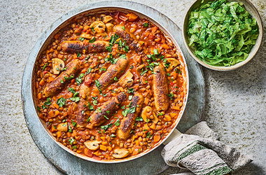 Sausage and lentil cassoulet