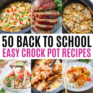 collage of six crock pot dinners for back to school