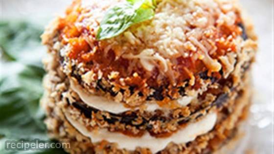 Crispy Eggplant Parmesan Stacks