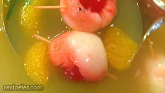 Non-Alcoholic Children's Halloween Punch with Eyeballs and Worms