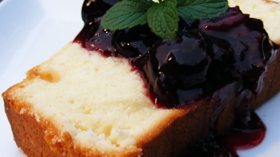 sour cream lemon pound cake with cherry compote