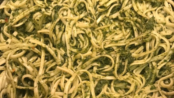 vegan linguine with spinach pesto