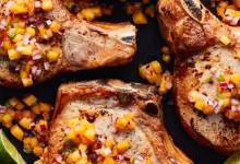 grilled ranch pork chops with peach jalapeno salsa