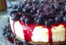 lemon souffle cheesecake with blueberry topping