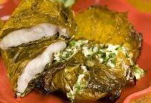 Red Snapper in Grape Leaves with Garlic and Caper butter