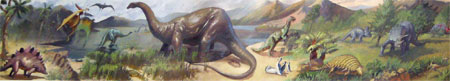 Fig. 3. Don Cowen and Quentin Hole, part of 
    The Age of Reptiles, 1951, oil on concrete, 15.24 x 0.9m
  