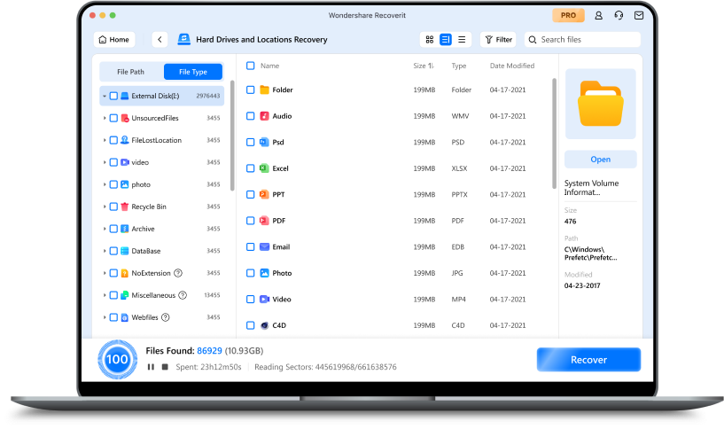 mac data recovery step 2 - scan the files