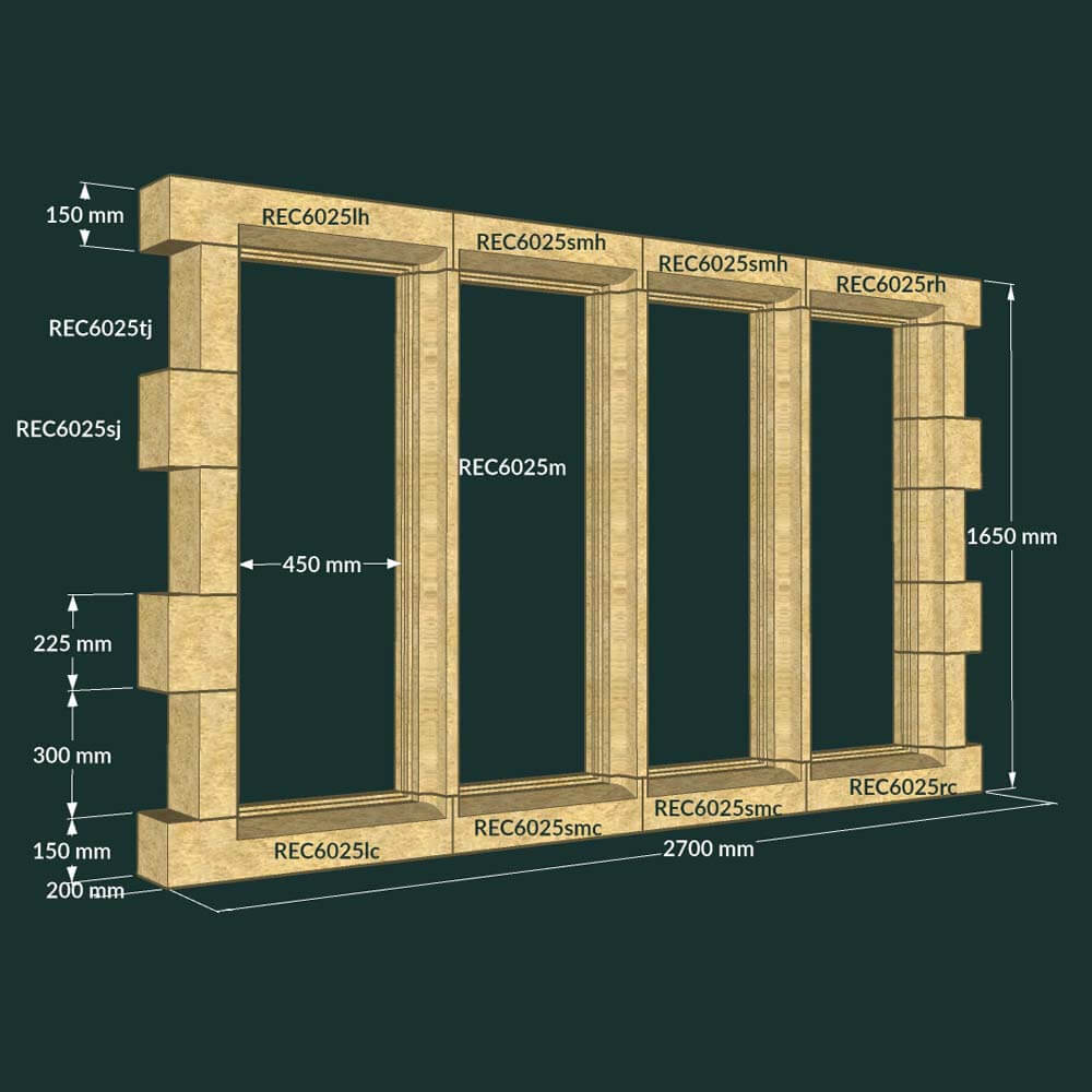 Quadruple Light Quoined Mullion Window