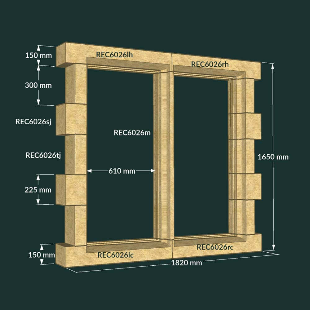 Double Light Quoined Mullion Window