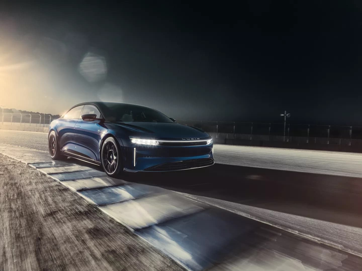 Lucid Air Sapphire Laguna Seca Front Side Dark Web Copy