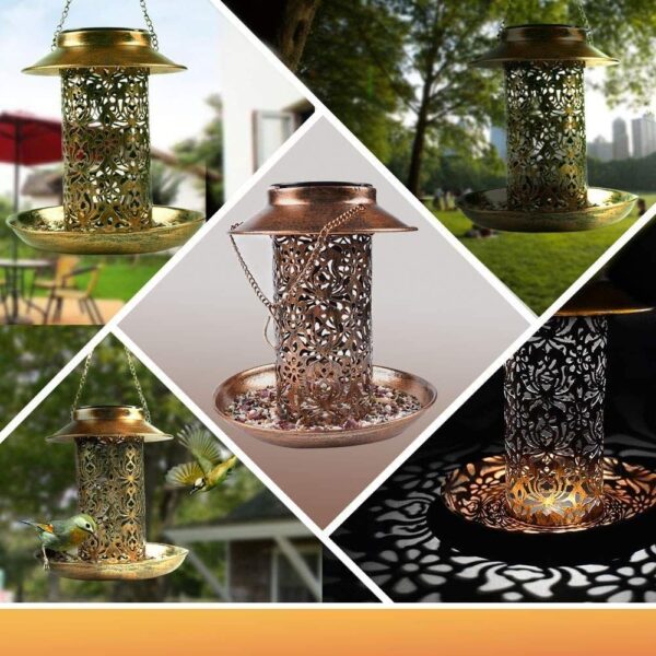 Solar Powered Bird Feeder Vintage Lantern Light - Image 4