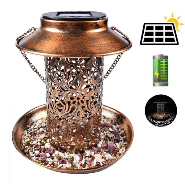 Solar Powered Bird Feeder Vintage Lantern Light - Image 3