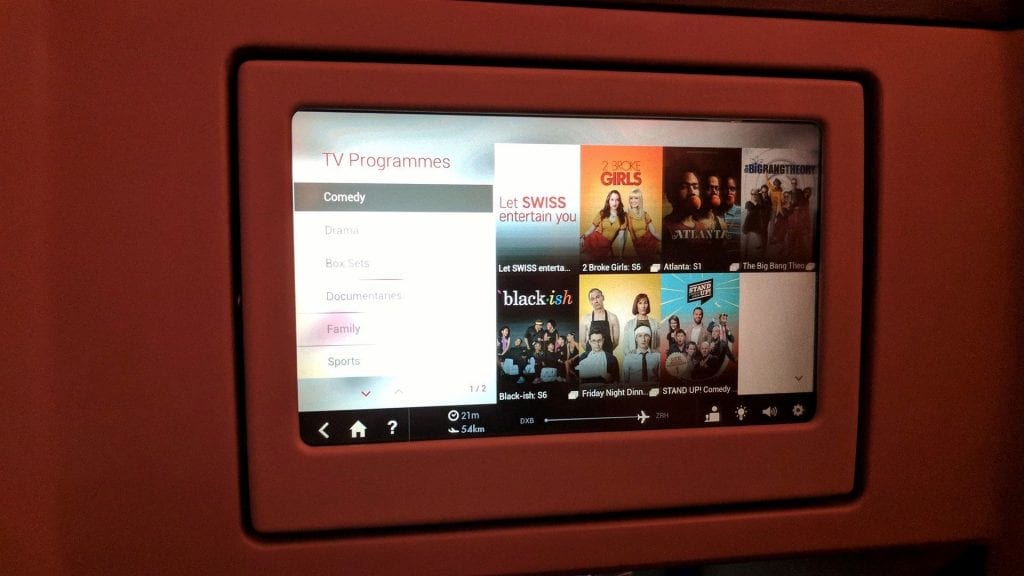 Swiss Business Class Airbus A330 Entertainment