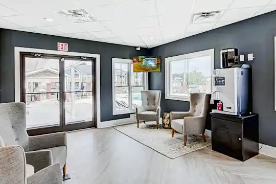 lobby with parquet floors and plenty of natural light