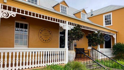 The entrance to Ship Inn Stanley, a boutique guesthouse in northwest Tasmania