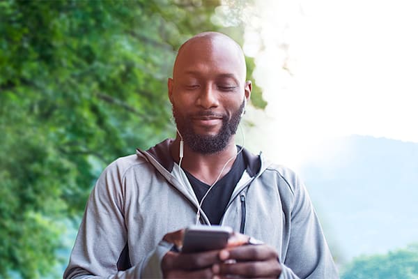 Man looking at phone.