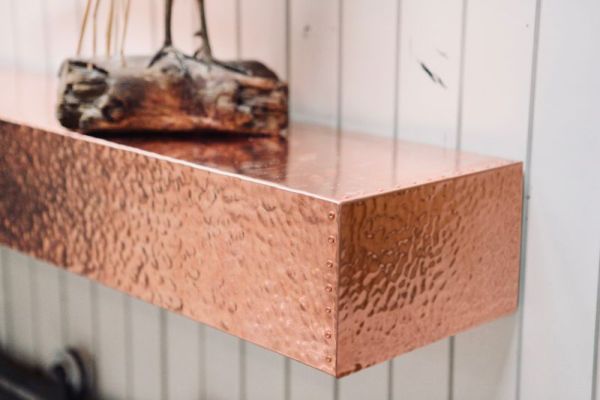 Copper Hammered Fireplace Mantel