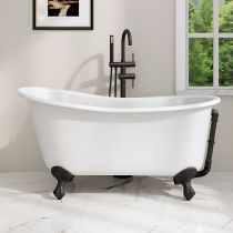 Bathtub & Black Freestanding Faucet