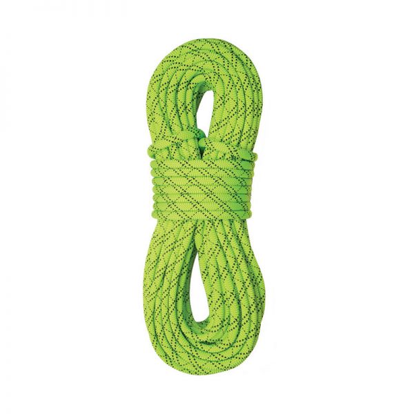 A green rope on a white background.