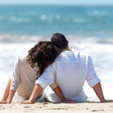 happy couple on beach