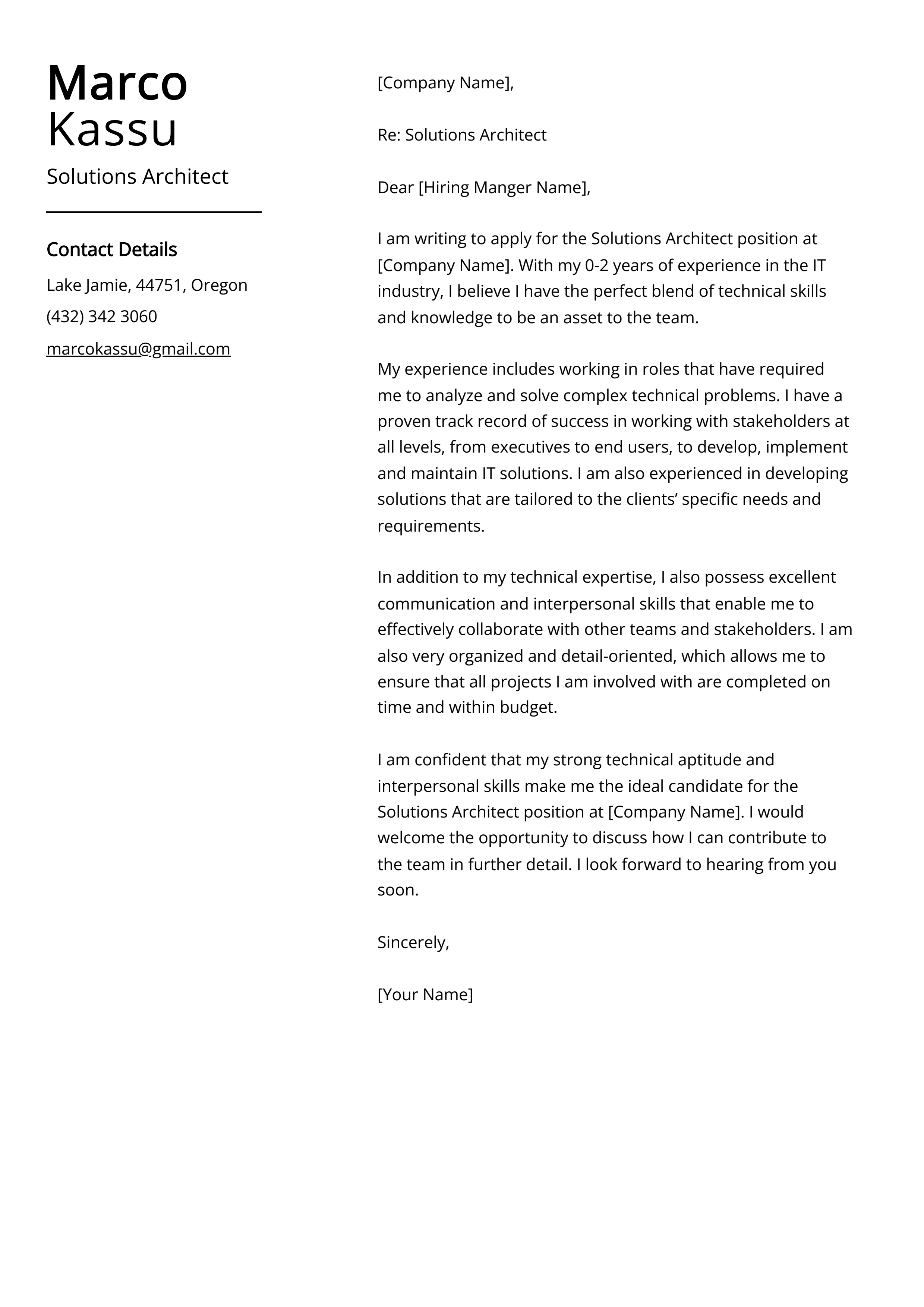 Solutions Architect Cover Letter Examples (Template & 20+ Tips)