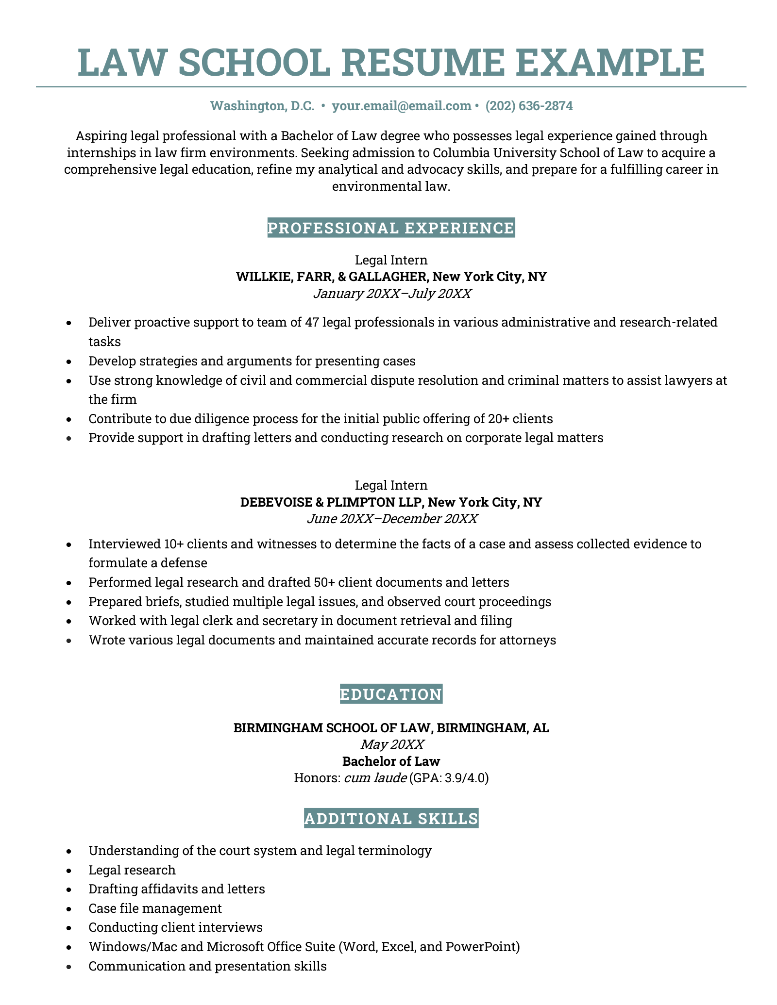 Cv Template Law | Free Resume Templates