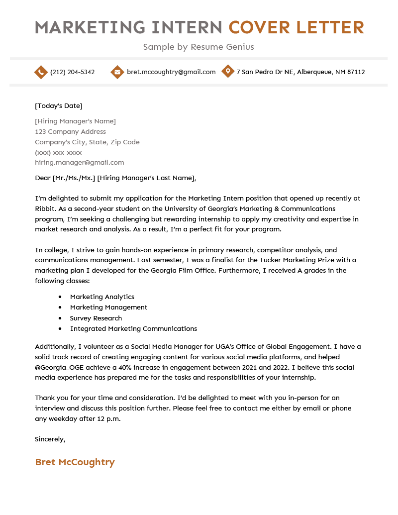 Internship Application Letter Examples