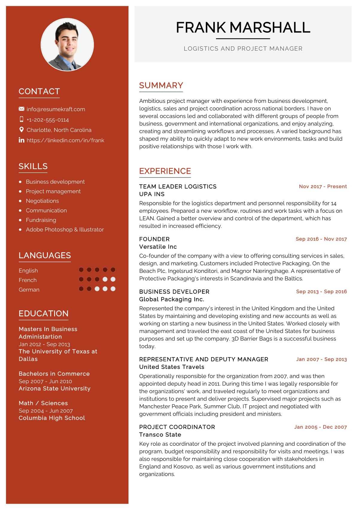 Logistics Manager Resume Template