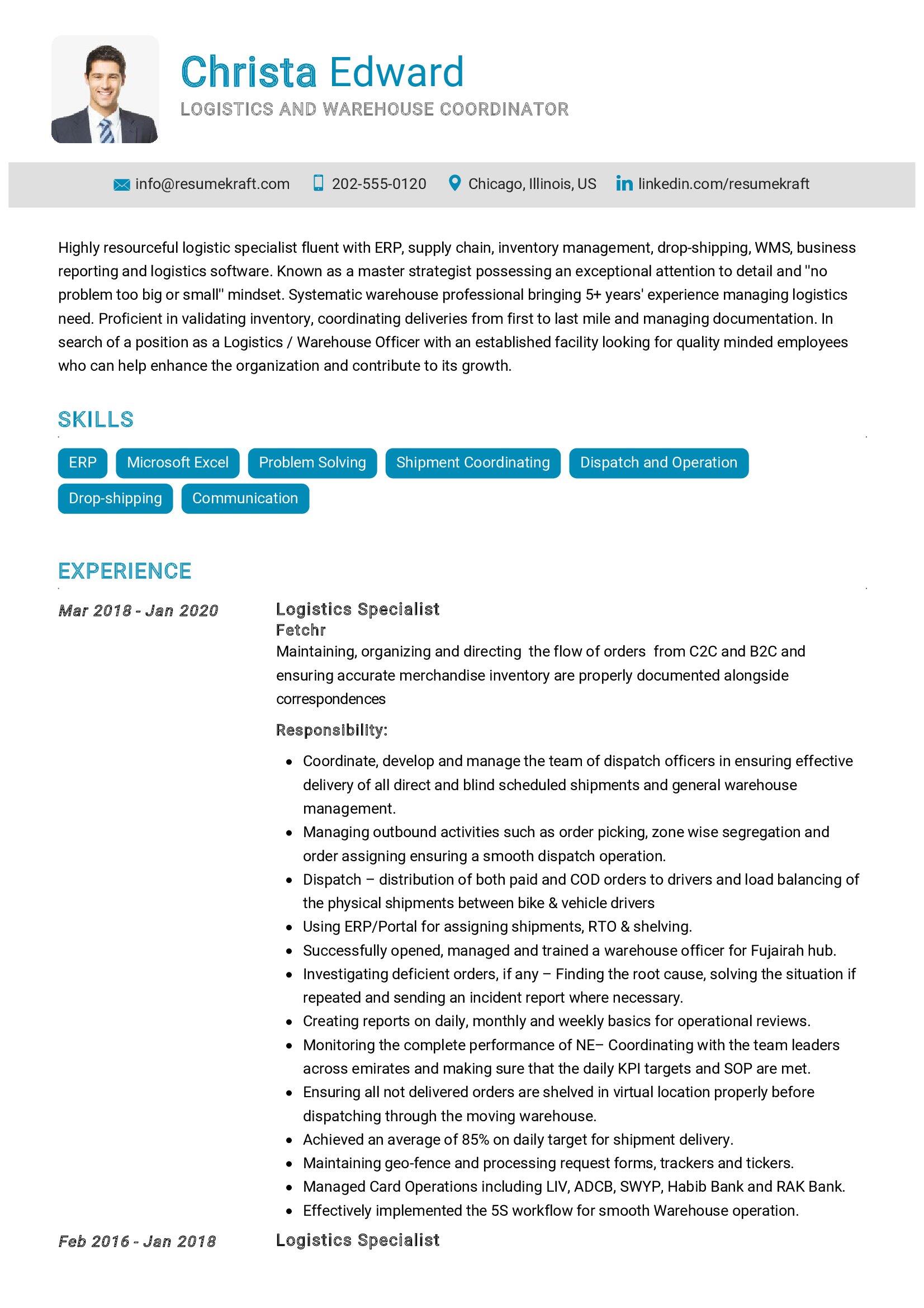 logistics resume example 3+ logistics resume examples [with guidance]