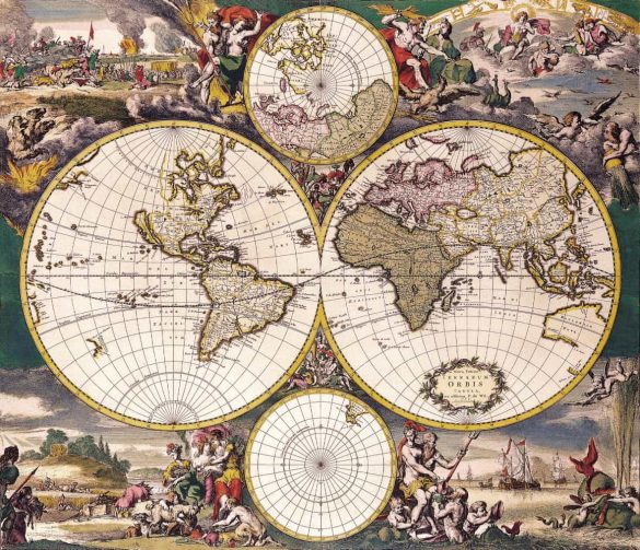 Early World Map 1690 Nova Totius Terrarum Orbis Tabula